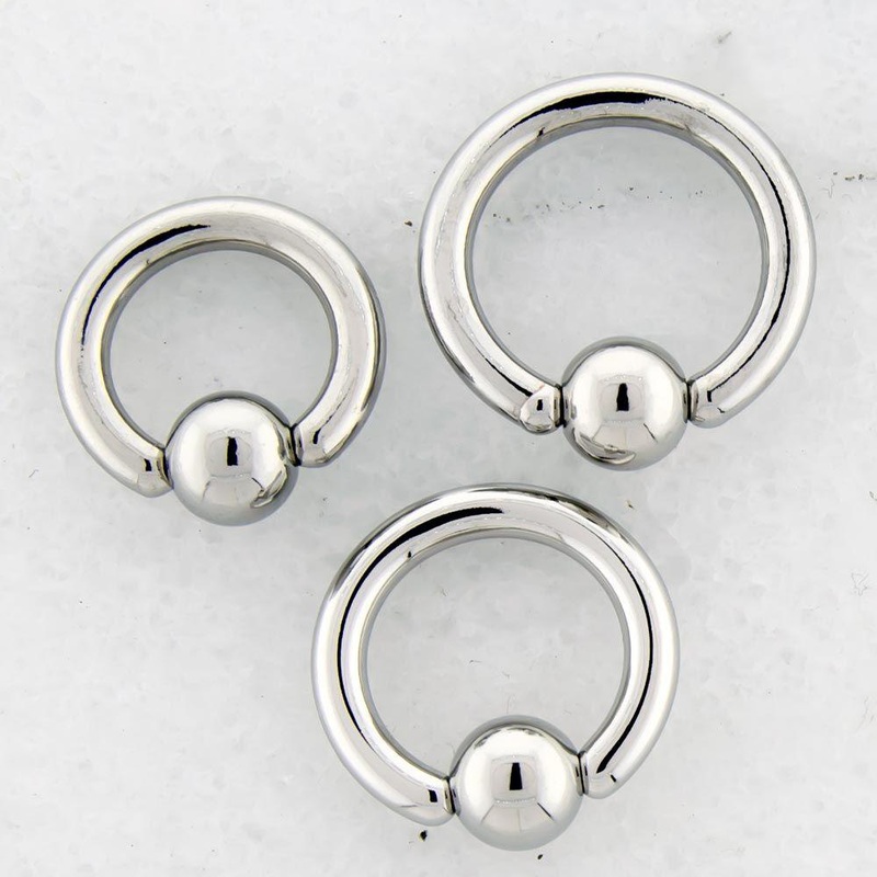 10g Hand Polished Steel Captive Bead Ring – 1 Piece 10G (2.6mm) Diameter: 1/2″ (12.7mm) | Ball-Size: 6mm