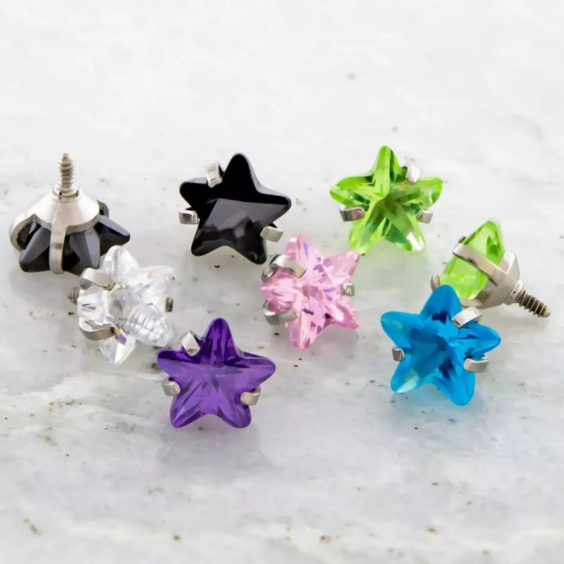 16g/18g Star Gem Prong Set Replacements – 1 Piece #SPLT#6 16G (1.2mm) Head Size: 3mm Gem: AQUA