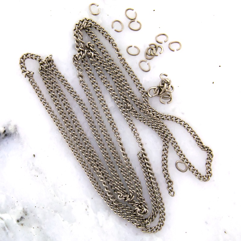 24inTitanium Curb Chain1.8mm Links w/ 24Jump Rings. – 1 Piece . . Jewelry: HIGH POLISH