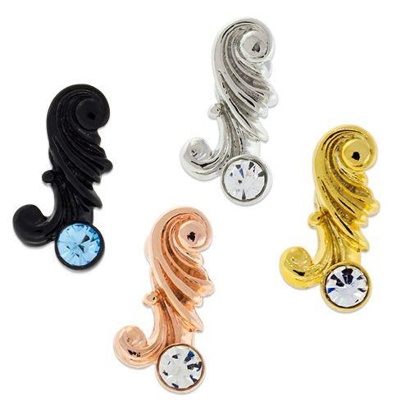 Filigree Swirl Ear Barbell – 1 Piece 16G (1.2mm) Length: 1/4″ (6mm) | Ball-Size: 2.5mm Jewelry: BLACK PVD