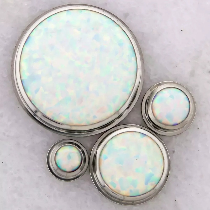 Synthetic Opal Insert  – 1 Pair 00G (10mm) . Gem: WHITE OPAL