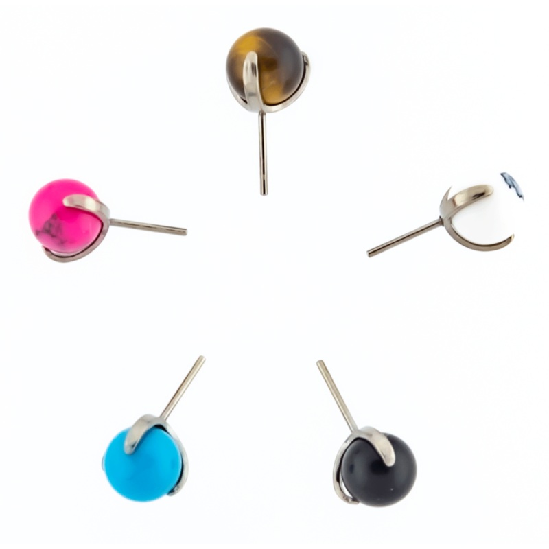 Threadless Claw Prong Set Cabochon Ball – 1 Piece . Head Size: 2.5mm Gem: HOWLITE