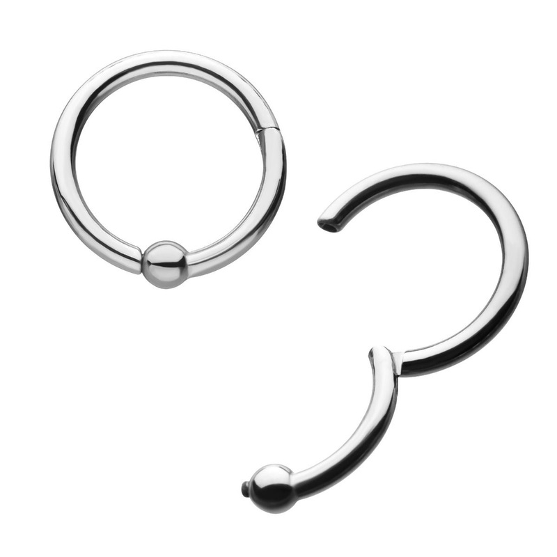 Titanium Captive Bead Ring Clicker Ring 3mm Ball Hinged Segment Ring 14G (1.6mm) Inner Diameter: 3/8″ (10mm) | Ball-Size: 3mm