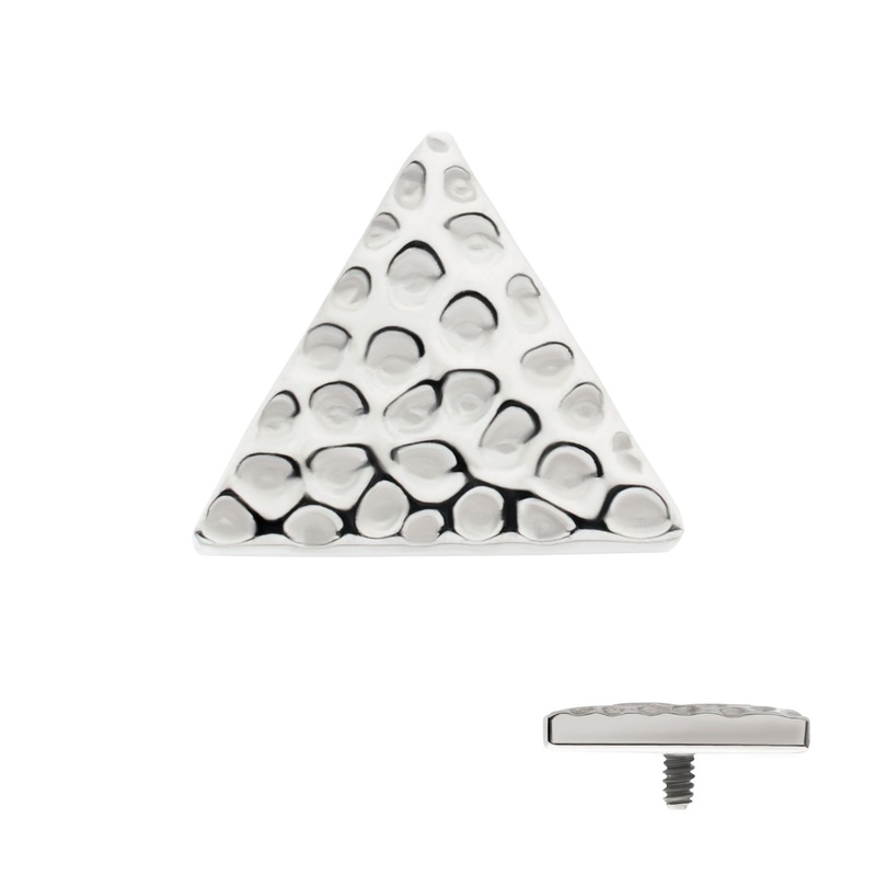 Titanium Internally Threaded Hammered Triangle Top 16G (1.2mm) Top: 6mm (L) x 6mm (W)