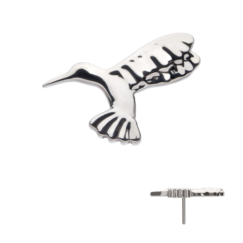 Titanium Threadless Hummingbird Top . Top: 16.7mm (L) x 11.3mm (W) x 1.1mm (THK)