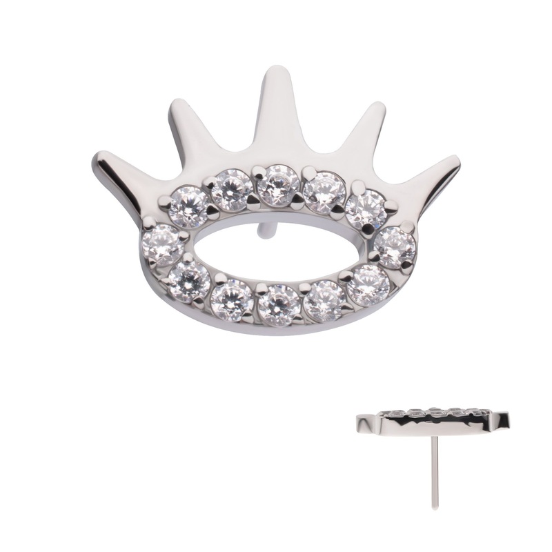 Titanium Threadless Prong Set Gem Eye Lash Top . Top: 8.9mm (L) x 6.5mm (W) x 1.4mm (THK) Clear