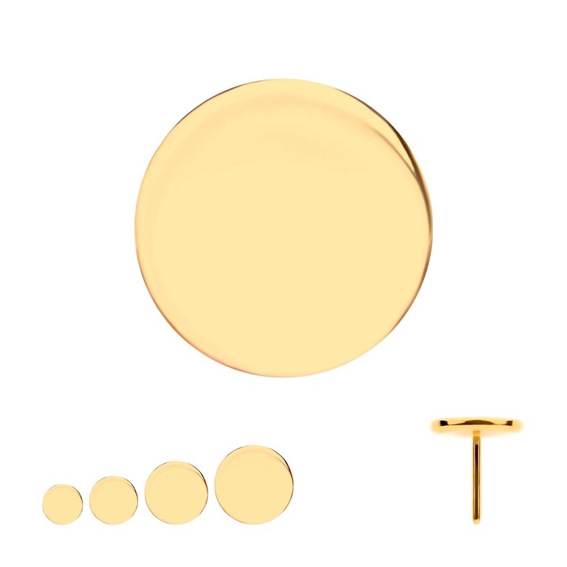 24Kt Gold PVD Titanium Threadless Flat Disc Top . Top: 2.5mm