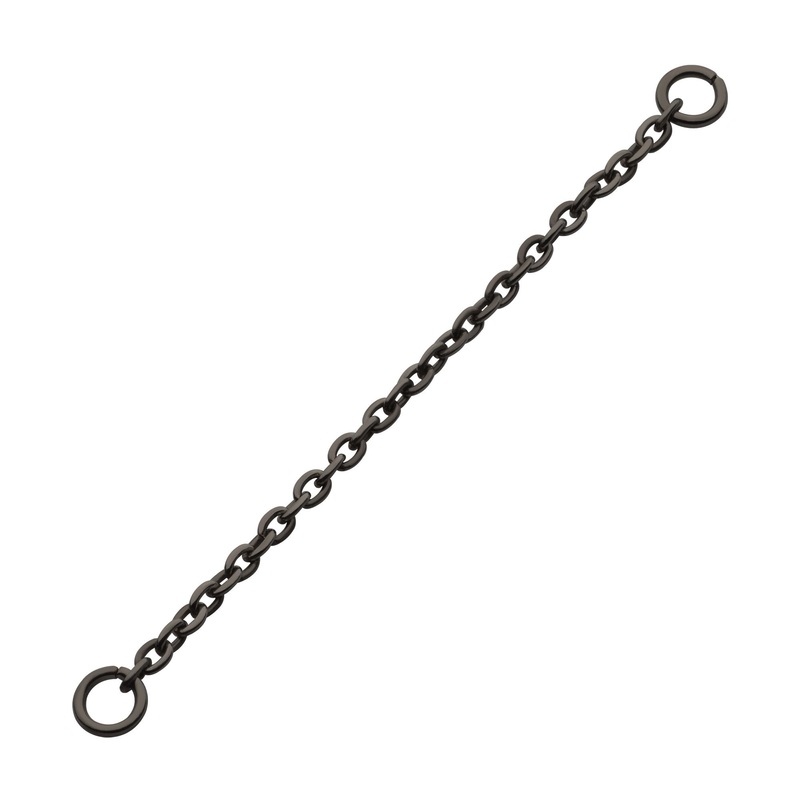 Black PVD Titanium 1.5mm Rolo Nose Chain 2 Ring . Chain- 1 1/2″ (L) x 1.5mm (W)