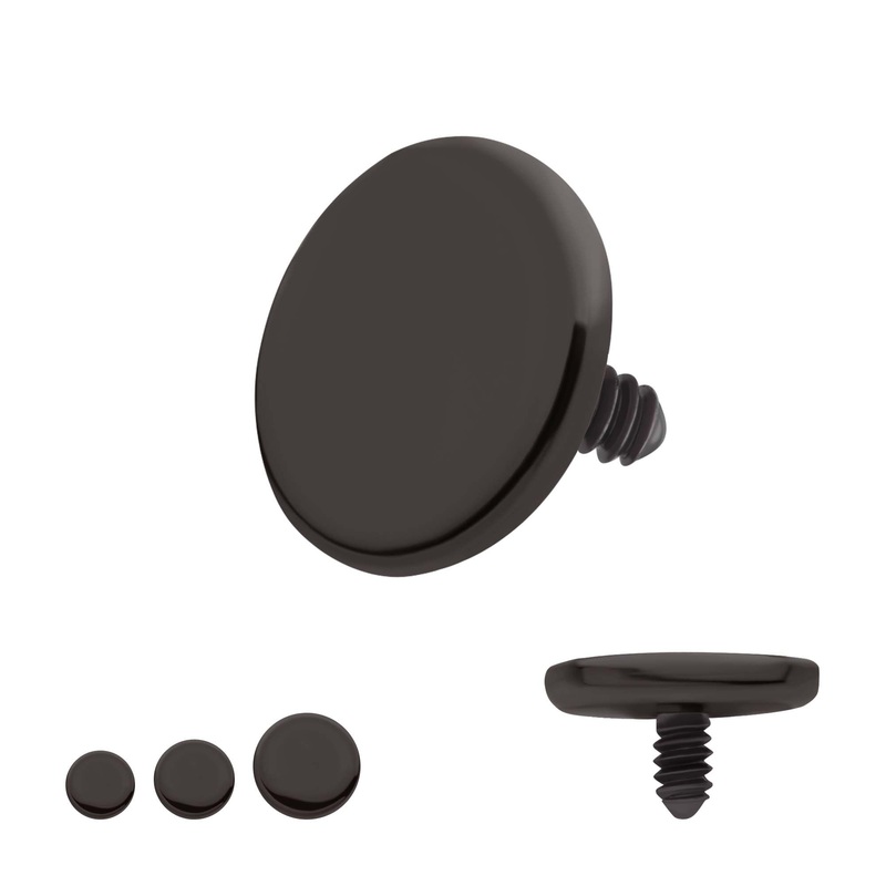 Black PVD Titanium Internally Threaded Flat Disc Top 16G (1.2mm) Top: 2.5mm