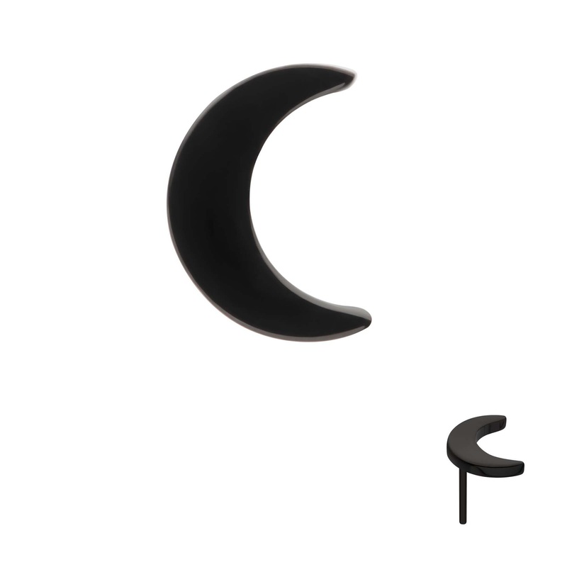 Black PVD Titanium Threadless Crescent Moon Top 1.6mm Crest . Top: 5.39mm (L) x 3.81mm (W) x 1.32mm (THK)