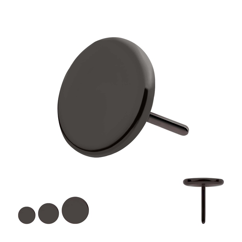 Black PVD Titanium Threadless Flat Disc Top . Top: 2.5mm
