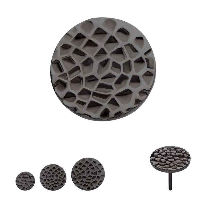 Black PVD Titanium Threadless Hammered Disk Top . Top: 3mm (L) x 3mm (W) x 0.8mm (THK)