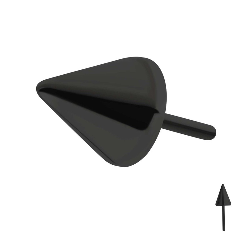 Black PVD Titanium Threadless Spike Top . Top: 3mm (L) x 3mm (W)