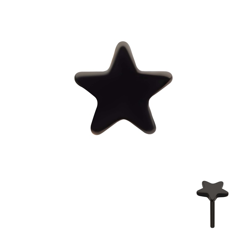 Black PVD Titanium Threadless Star Top . Top: 3.44mm (L) x 3.44mm (W) x 0.68mm (THK)