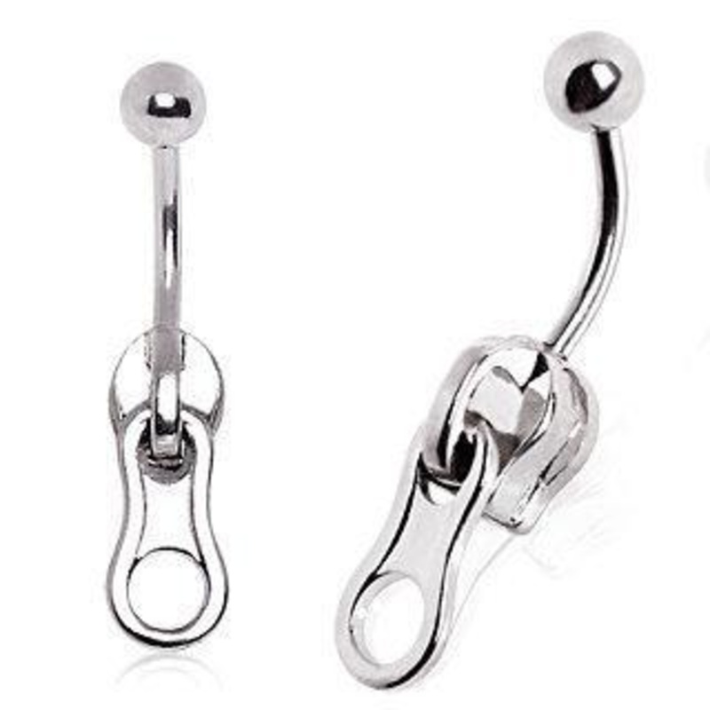Zipper Belly Ring 14G (1.6mm) Length: 3/8″ (10mm)