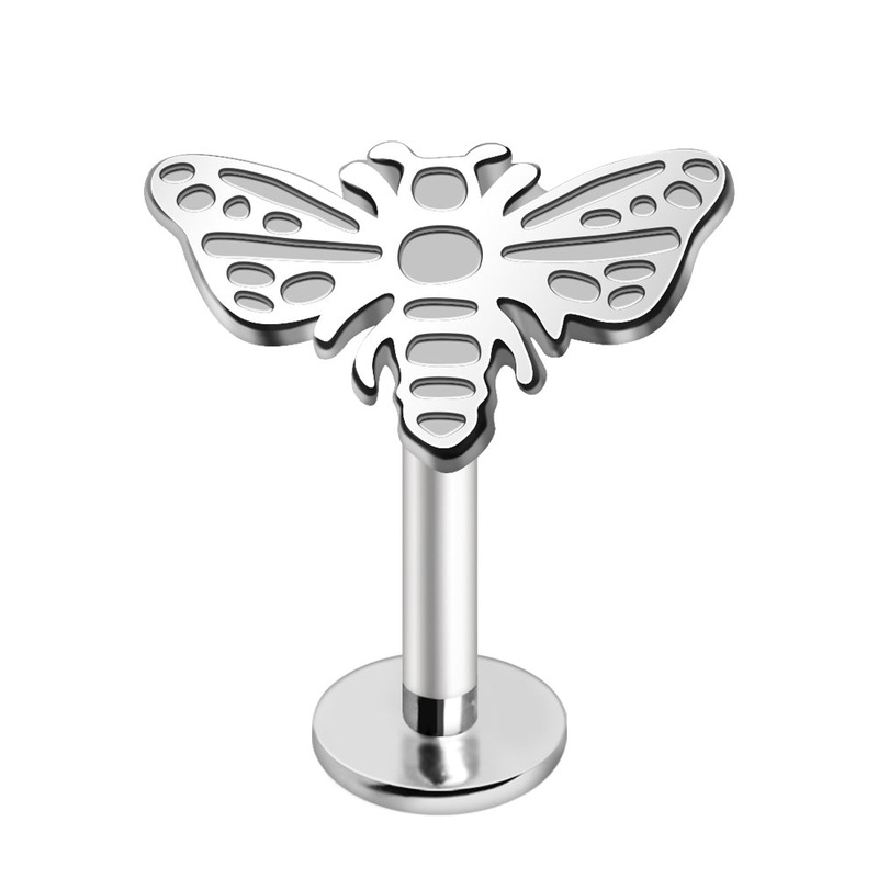Bee Top Flat Back Stud – 316L Stainless Steel