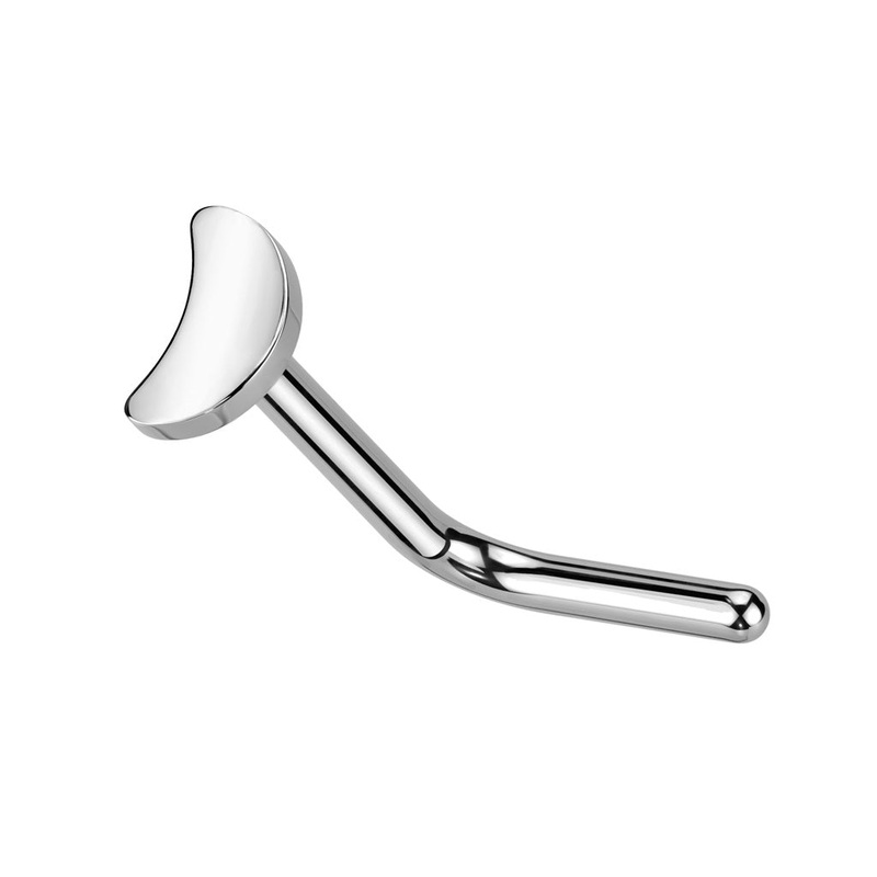 Crescent Moon Top L-Bend Nose Stud – ASTM F-136 Implant Grade Titanium Gold