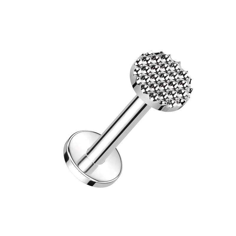Internally Threaded Bumpy Circle Top Flat Back Stud – ASTM F-136 Implant Grade Titanium Gold