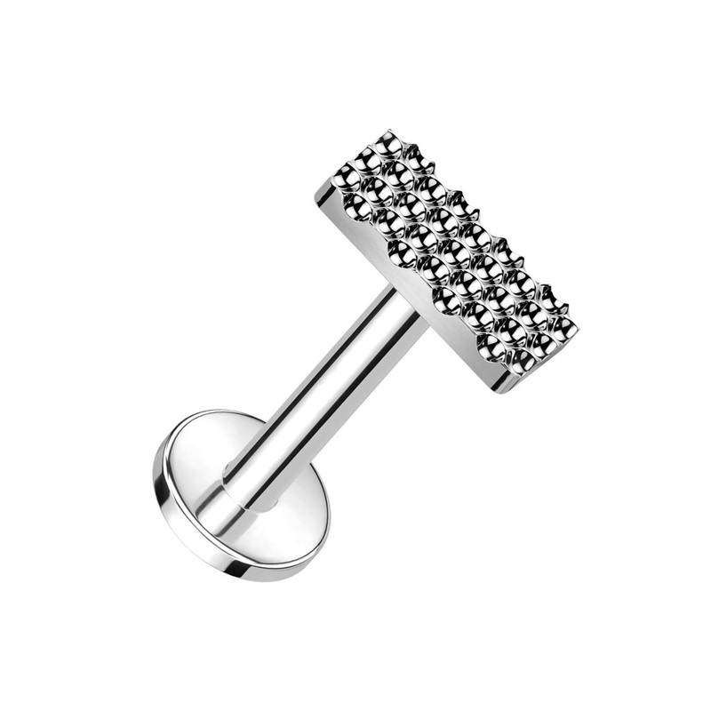 Internally Threaded Bumpy Rectangle Top Flat Back Stud – ASTM F-136 Implant Grade Titanium Gold