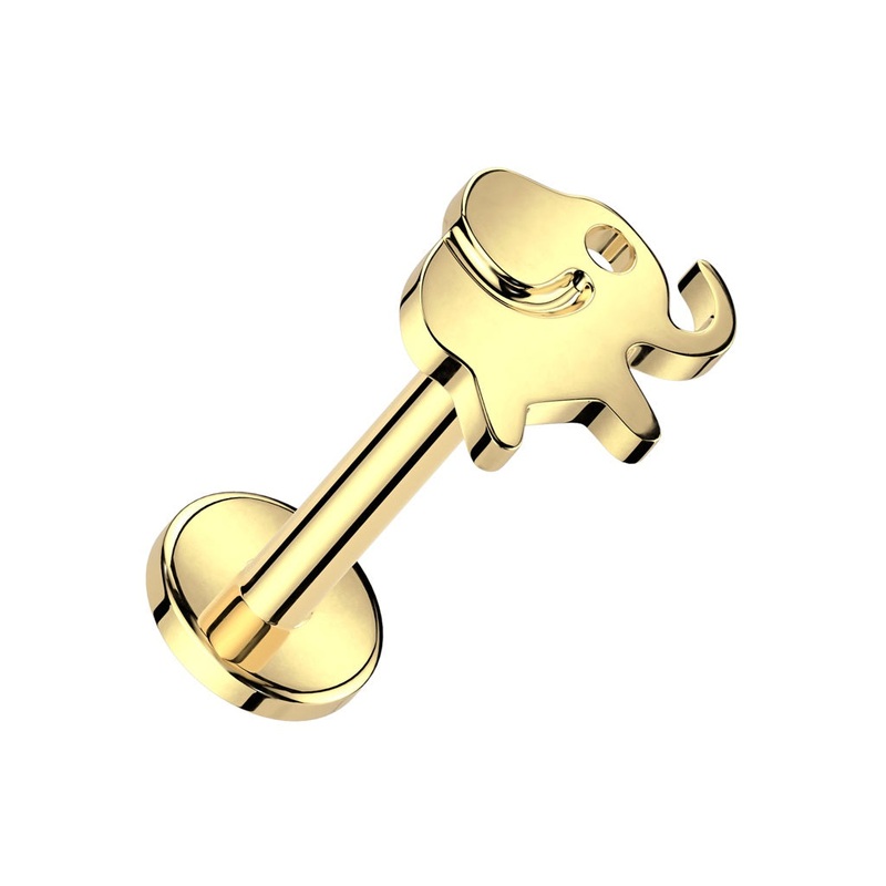 Internally Threaded Elephant Top Flat Back Stud – ASTM F-136 Implant Grade Titanium Gold