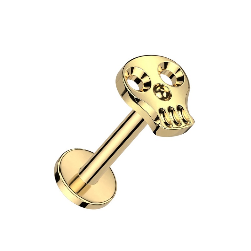 Internally Threaded Skull Flat Back Stud – ASTM F-136 Implant Grade Titanium Gold