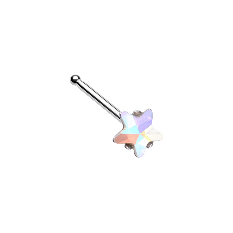 Iridescent Star Nose Bone Stud – Stainless Steel