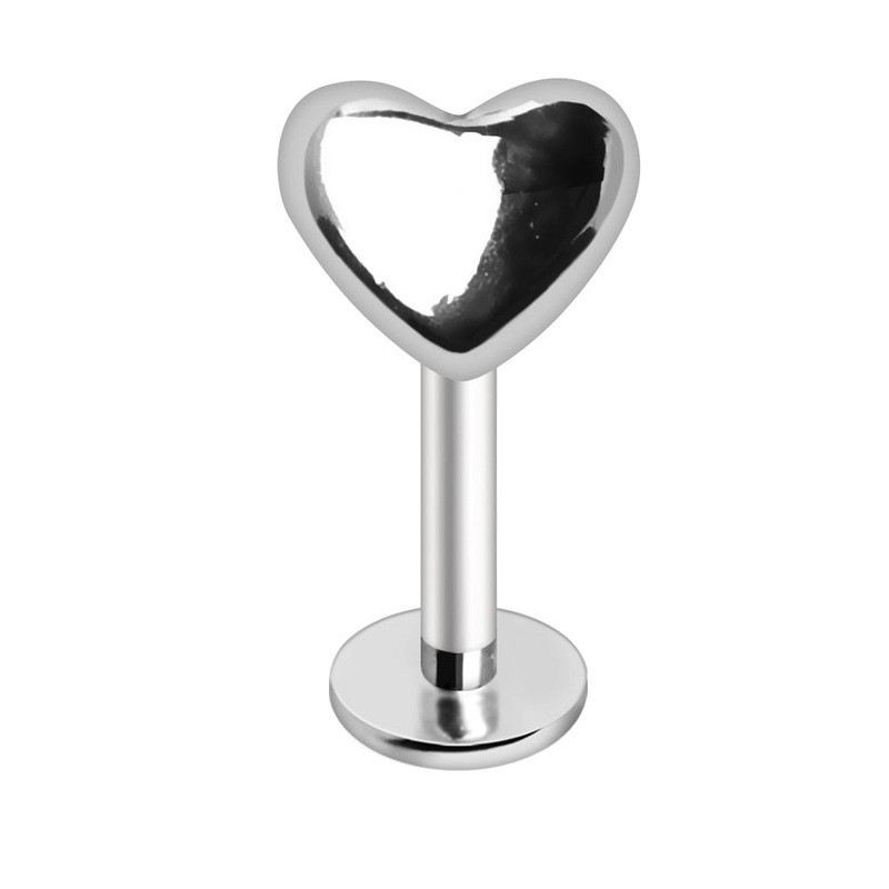 Threadless Push-In Heart Top Flat Back Stud – 316L Stainless Steel