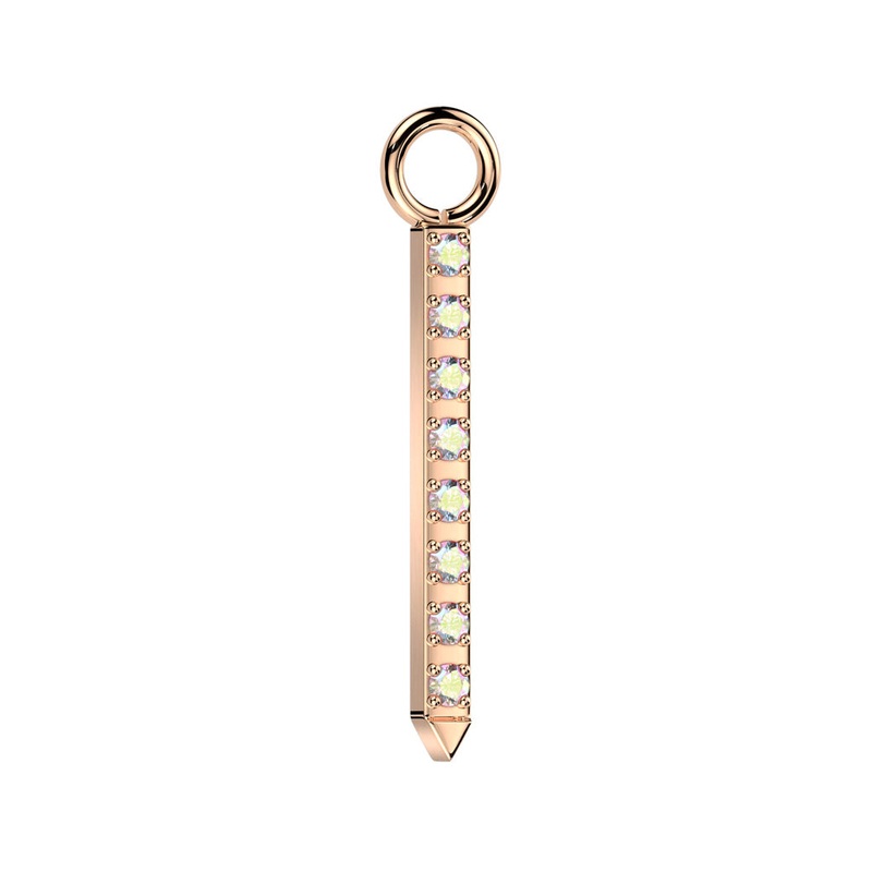 CZ Crystal Paved Bar Charm – ASTM F-136 Implant Grade Titanium Gold/Clear