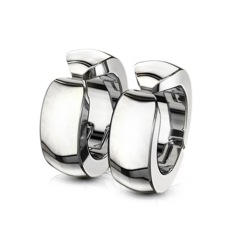 Domed Cuff Clip On Non-Piercing Huggie Hoop Earrings – Pair – 316L Stainless Steel Gold