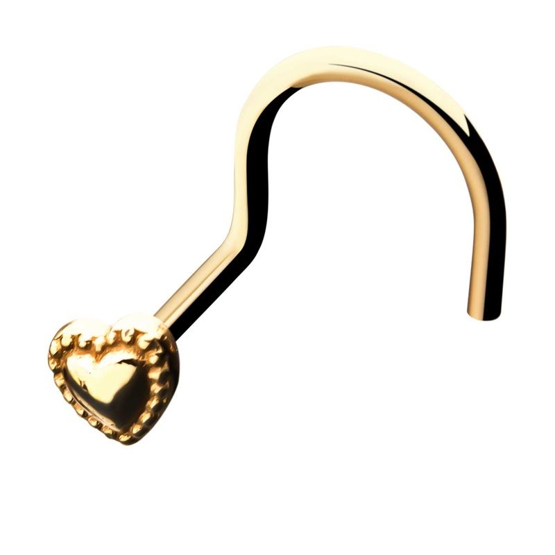 Heart Top Nose Screw – 14kt Gold