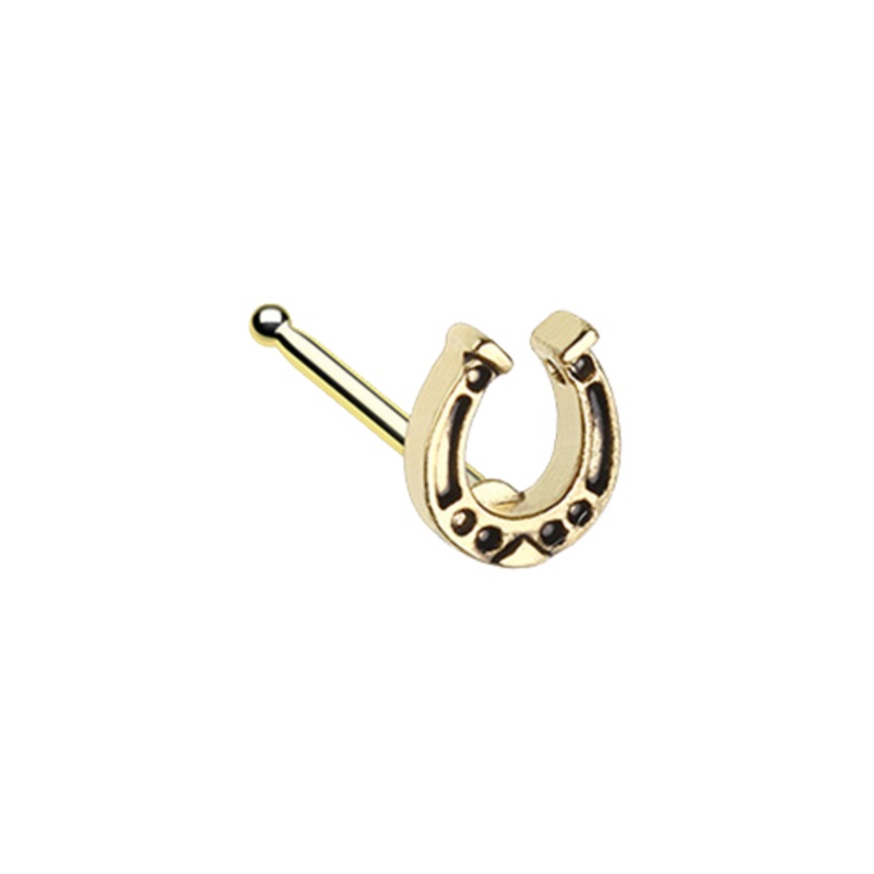 Lucky Horseshoe Nose Bone Stud – Stainless Steel Rose Gold