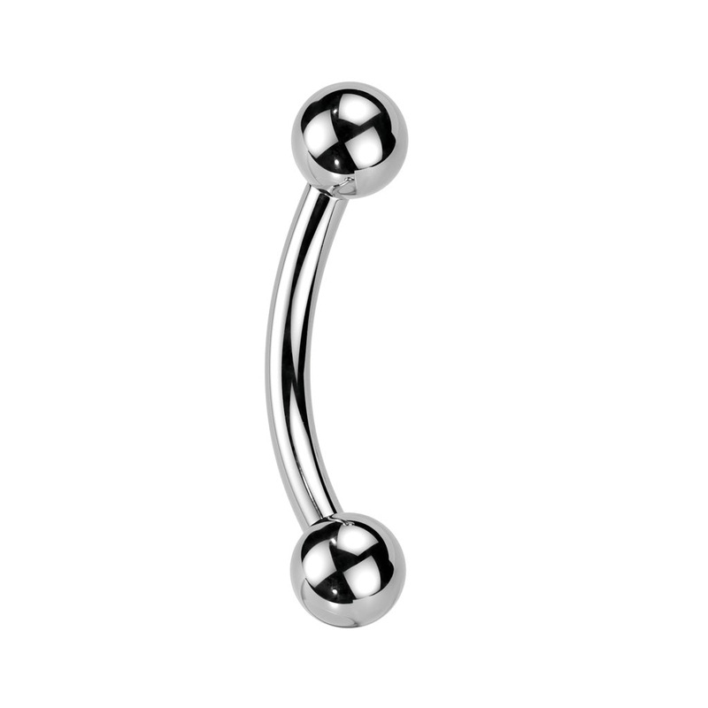 Threadless Push-In Curved Barbell with One Fixed Ball – ASTM F-136 Implant Grade Titanium Gold 8mm (5/16″)