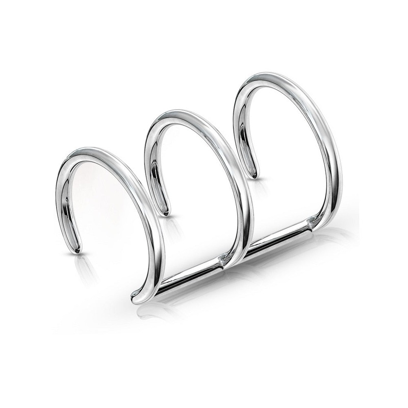 Triple Hoop Non-Piercing Cartilage Cuff Gold