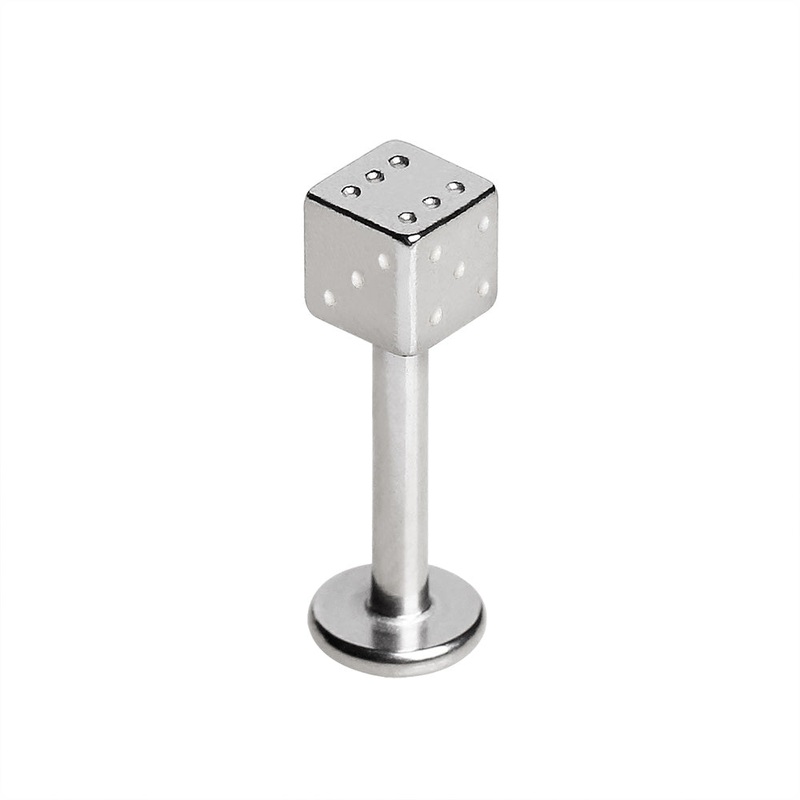 Dice Top Flat Back Stud – 316L Stainless Steel