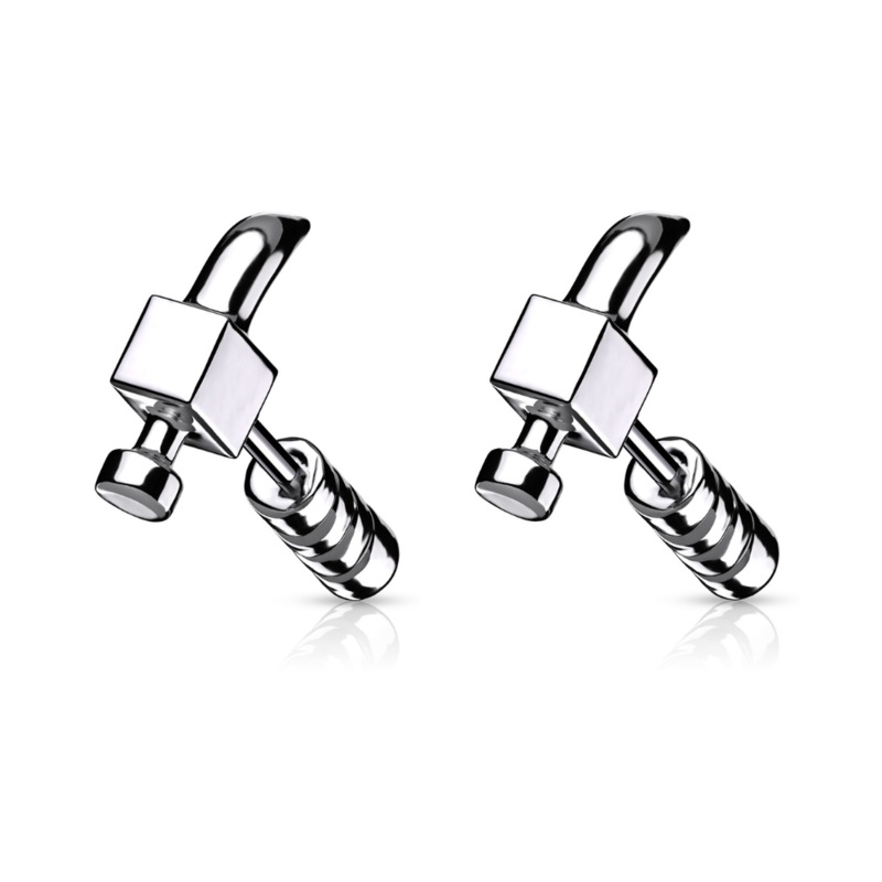 Hammer Stud Earrings – Pair – 316L Stainless Steel Gold