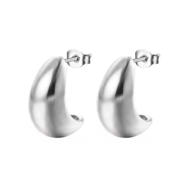 Hollow Teardrop Stud Earrings – Pair – Stainless Steel Gold