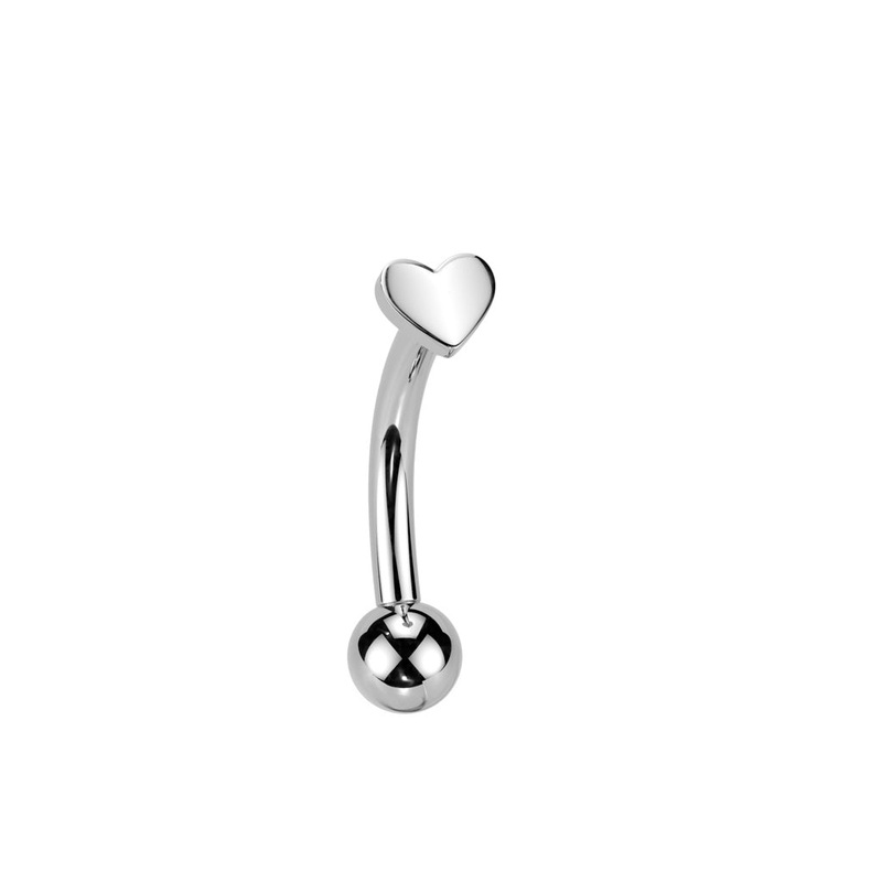 Threadless Push-In Heart Top Eyebrow Curved Barbell – ASTM F-136 Implant Grade Titanium Gold