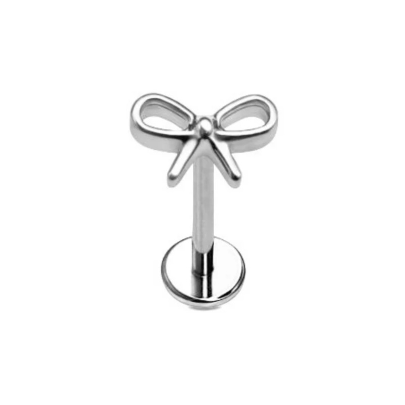 Threadless Push In Bow Top Flat Back Stud – ASTM F-136 Implant Grade Titanium Gold 1mm (18GA) 8mm (5/16″)