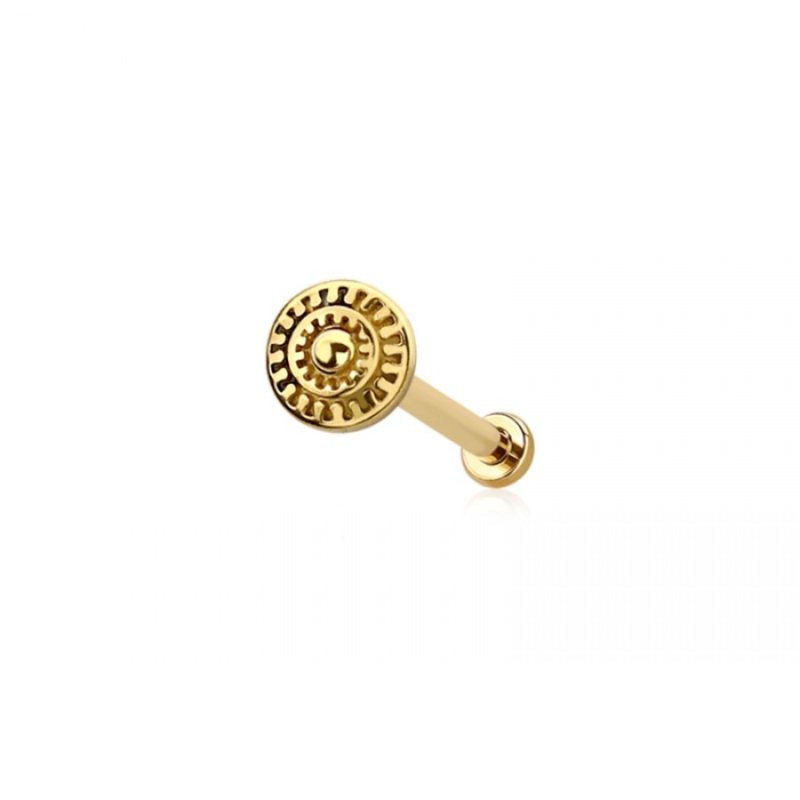 Threadless Push In Celtic Shield Flat Back Stud – 316L Stainless Steel Gold