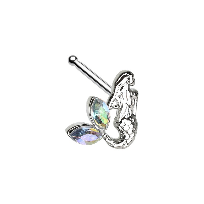 CZ Crystal Mermaid Nose Bone Stud – 316L Stainless Steel
