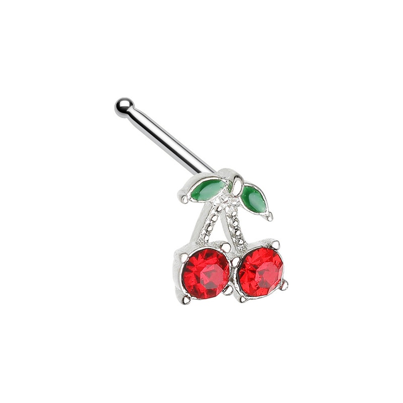 CZ Crystal Red Cherry Nose Bone Stud – 316L Stainless Steel