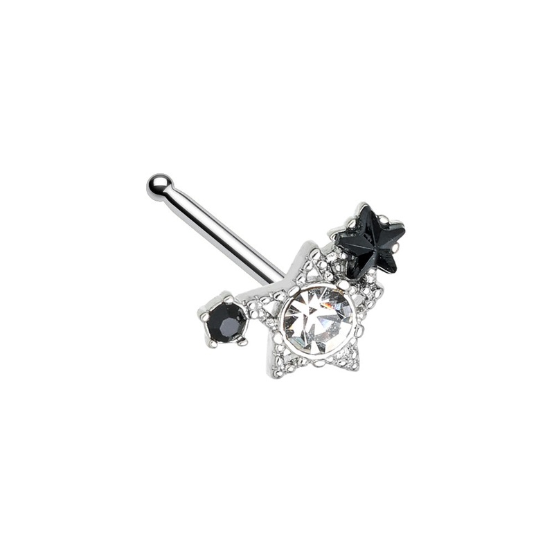 CZ Crystal Star Cluster Nose Bone Stud – 316L Stainless Steel