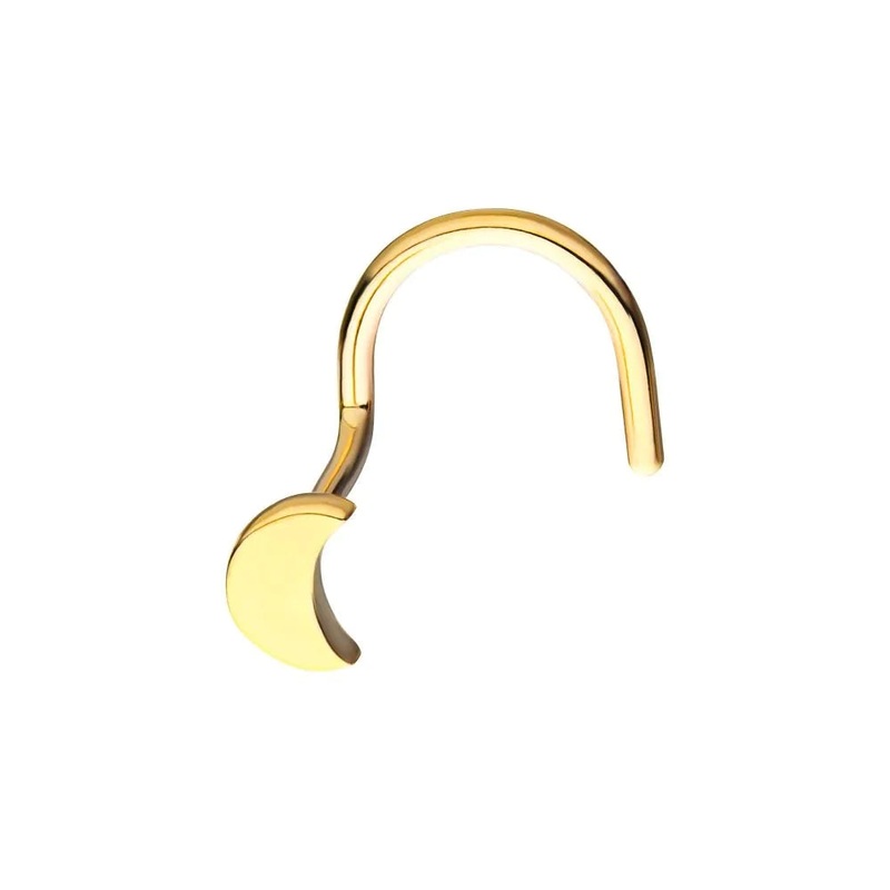 Gold Crescent Moon Nose Screw – 14kt Gold