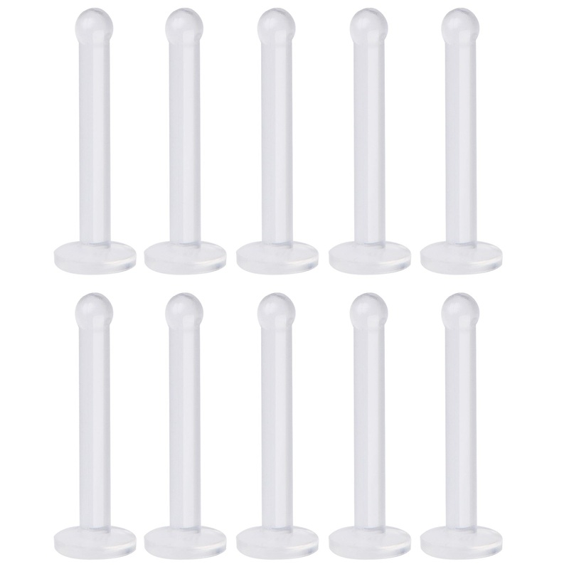 Set of 10 Clear Bioflex Flat Head Nose Stud Retainers 1mm (18GA)