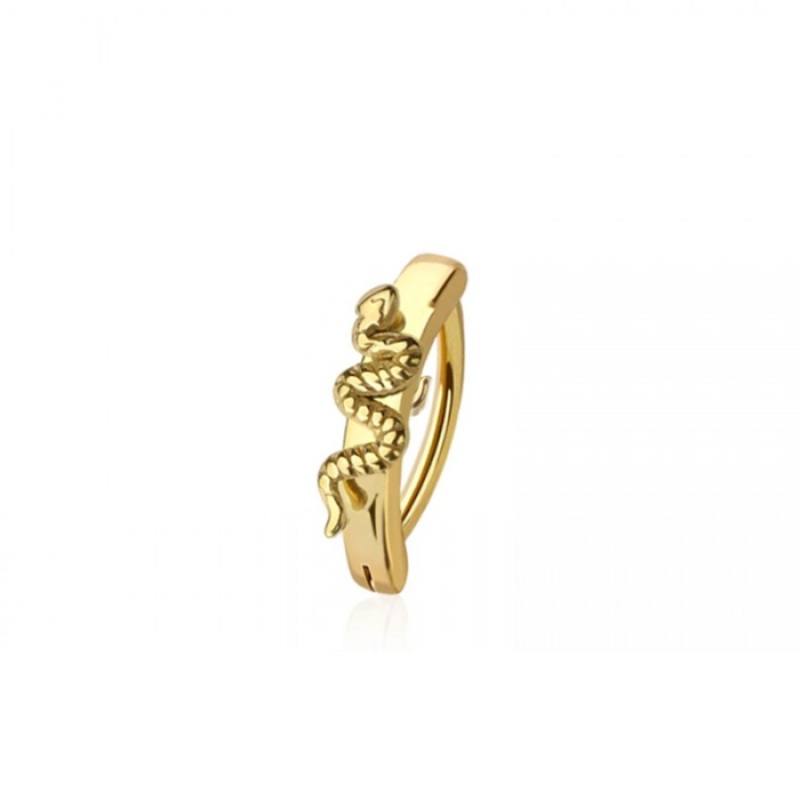 Snake Hinged Curved Bar Clicker Belly Button Ring – 316L Stainless Steel Gold