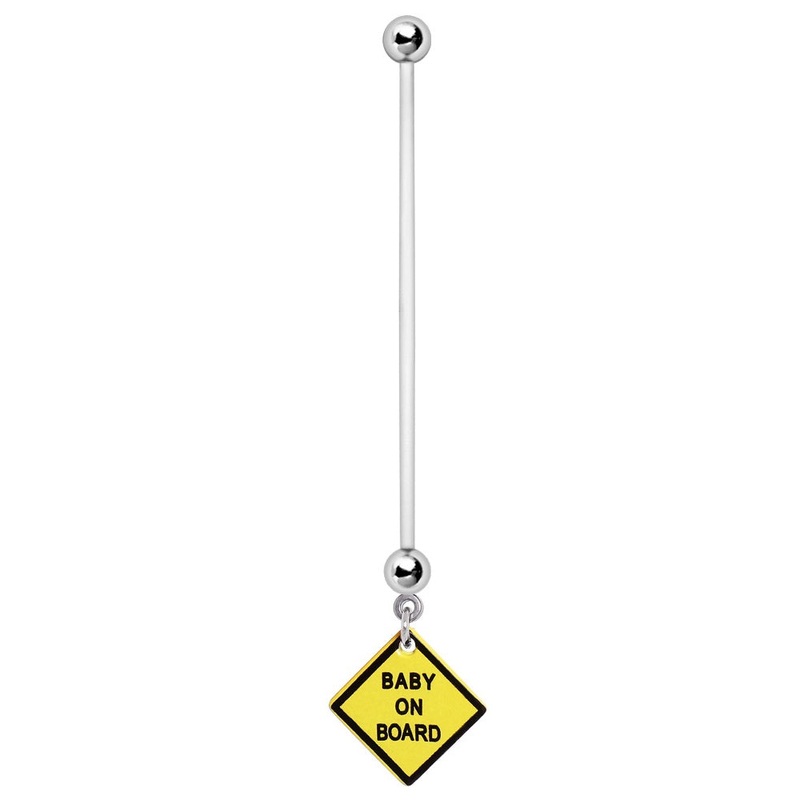 Baby On Board Sign Dangling Maternity Pregnancy Belly Button Ring – Bioflex