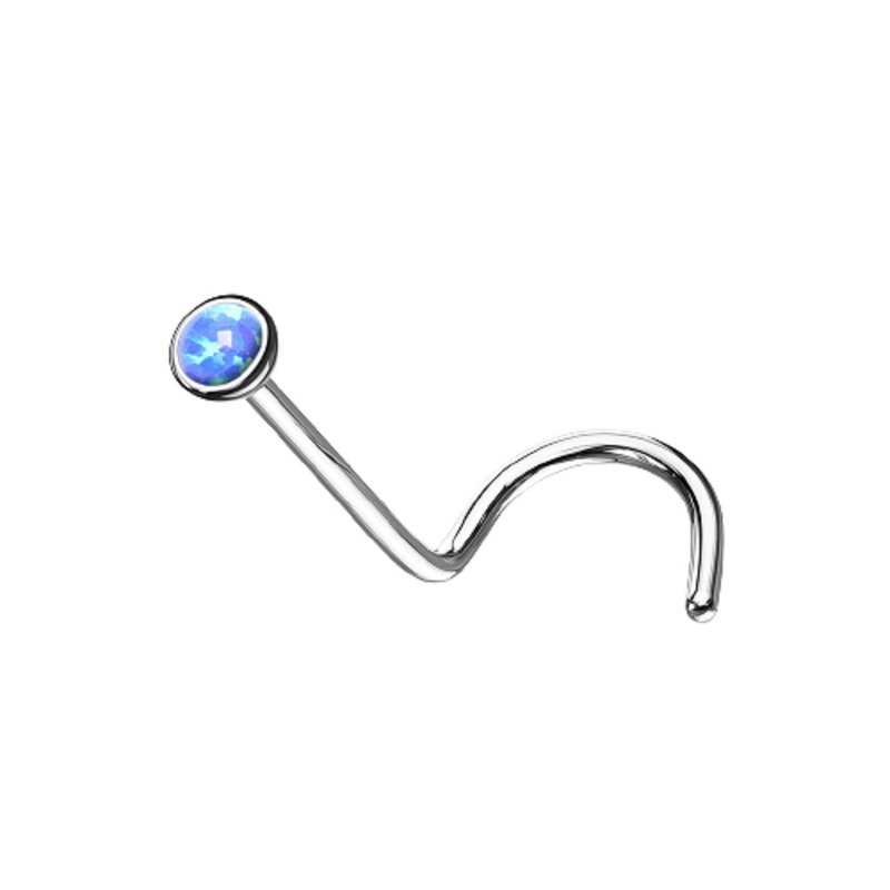 Bezel Set Synthetic Opal Nose Screw – G23 Implant Grade Titanium White 2mm
