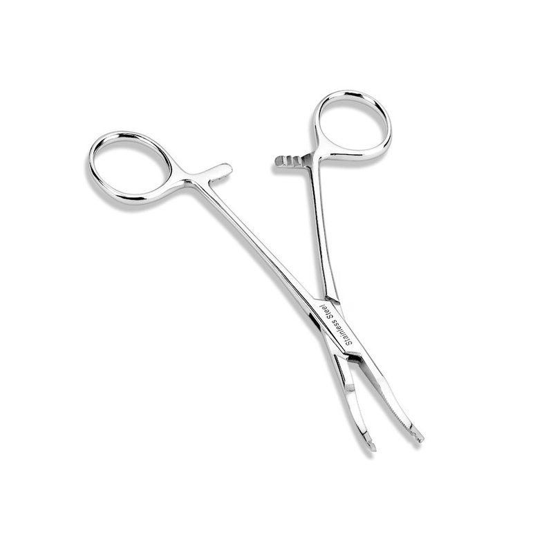 Micro Thin Tip Dermal Anchor Kelly Forceps Tool – 0.5mm Head with 2mm Hole – Stainless Steel