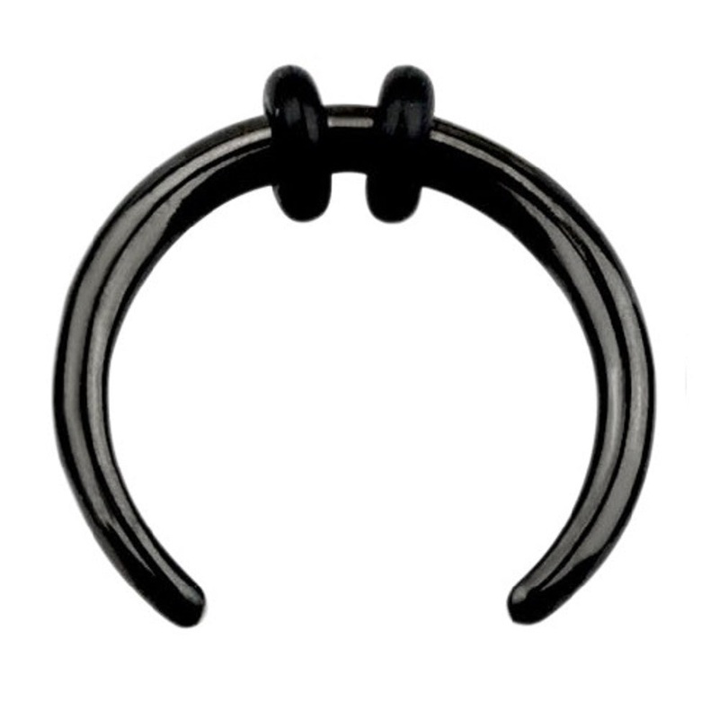 Septum Pincher Nose Ring with 2 Black O-Rings – PVD Plated Stainless Steel Black 1.6mm (14GA) 12mm (1/2″)