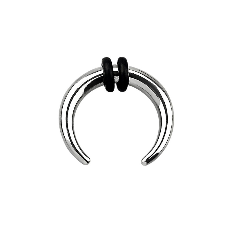 Septum Pincher Nose Ring with 2 Black O-Rings – Stainless Steel 2mm (12GA) 12mm (1/2″)